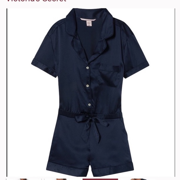 Victoria’s Secret Satin Navy Sleep Romper Size Extra Small - Picture 5 of 5
